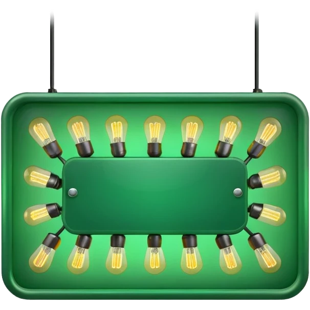 EMPTY GREEN SIGN SURROUNDED BY LIGHTBULBS emoji