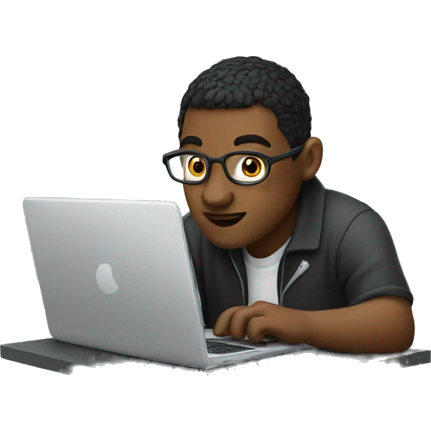 IT programmer coding on his laptop emoji