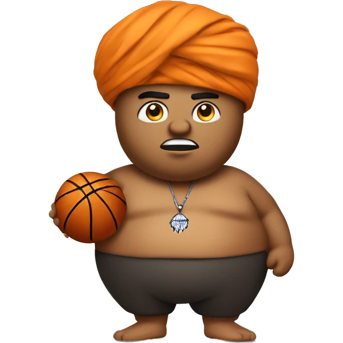 fat indian with turban shooting a basketball emoji