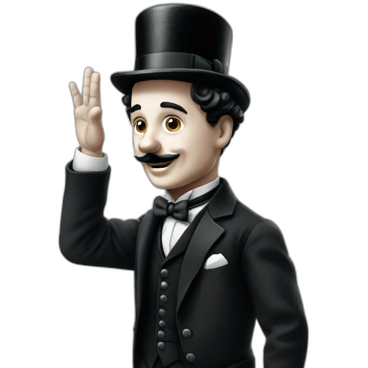 Charlie Chaplin Raising his hand emoji