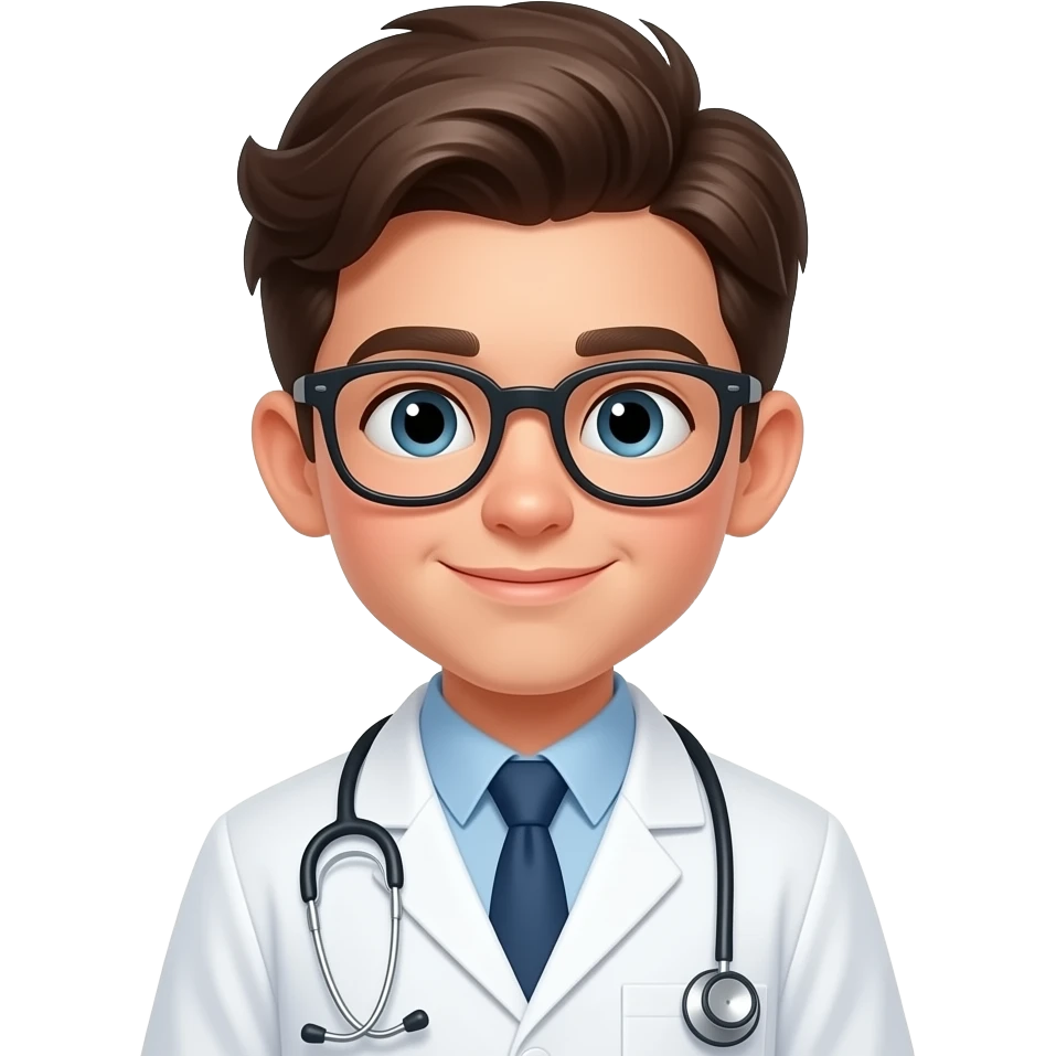 boy with one side puff hairs doctor wear glasses emoji