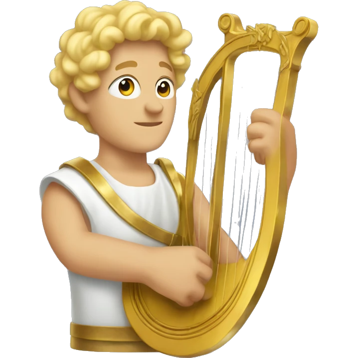 Apollo god. Holding a lyre with Blonde hair emoji