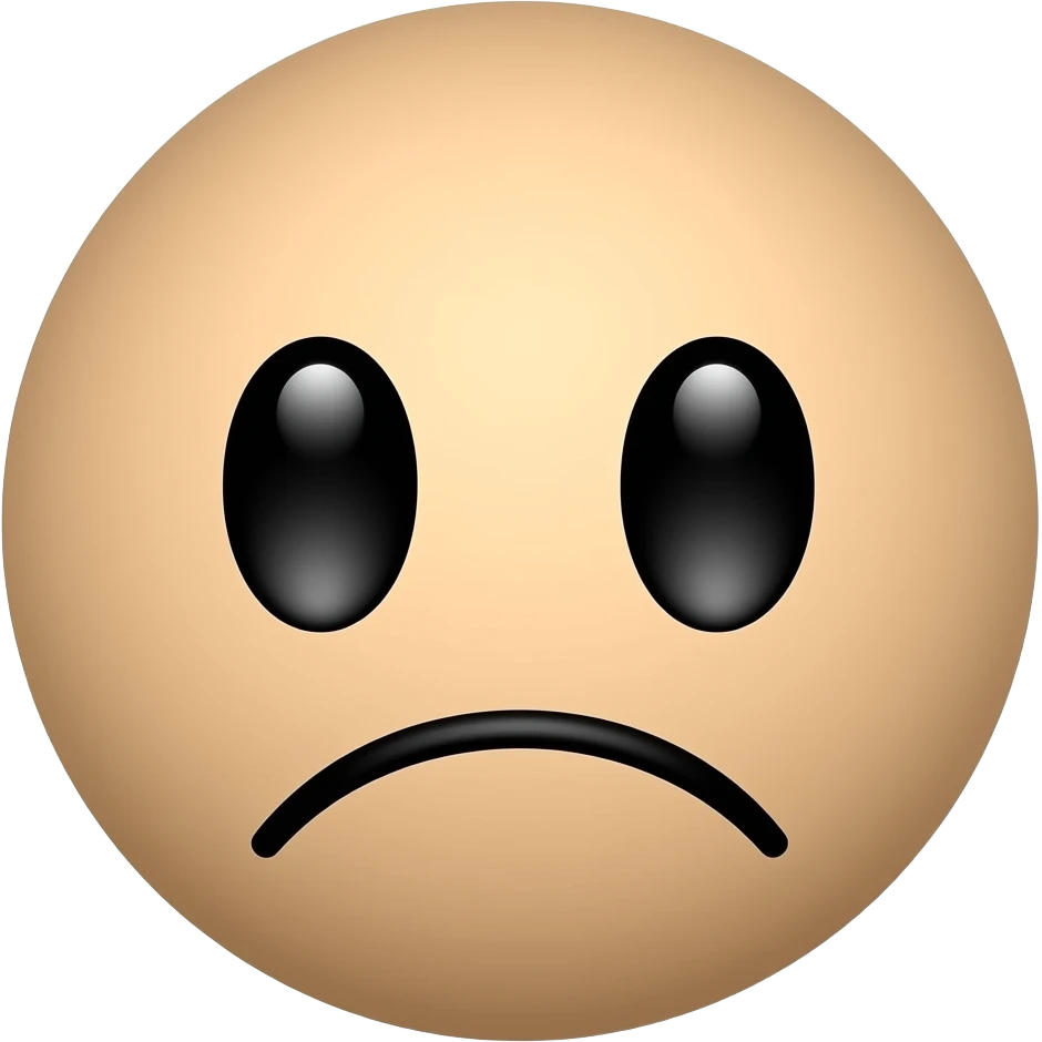 A happy face, but this one is sad. emoji