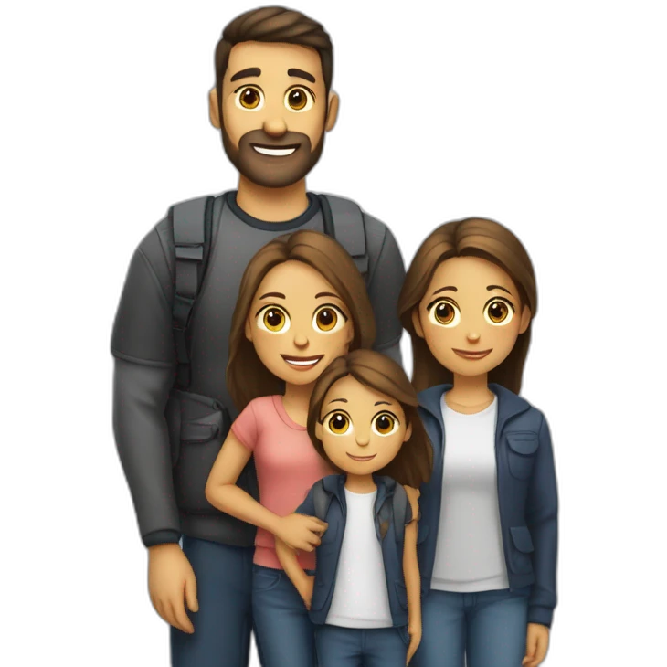 Familia reunida en el aeropuerto emoji