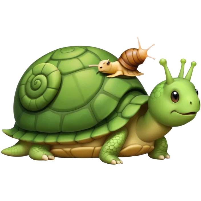 snail on top of a sleeping turtle emoji