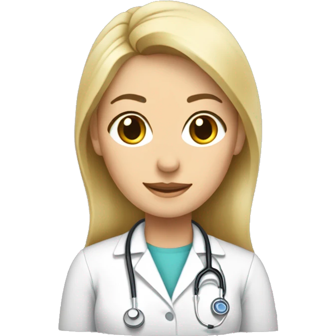 Doctora piel blanca, rubia, pelo largo y de pie emoji