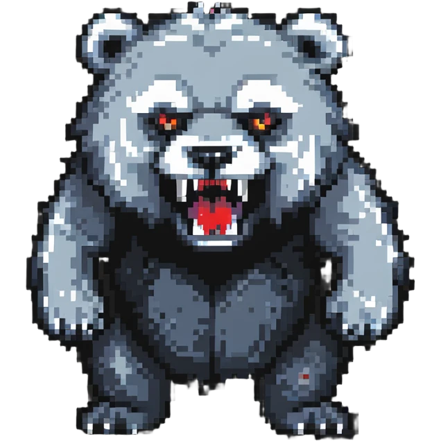 battle-scarred fluffy bear monster with fangs emoji
