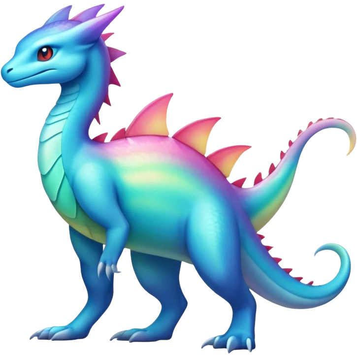 Colorful Iridescent Exotic Aurorus-Amaura-Salamence-Fakémon-hybrid-creature (full body)  emoji