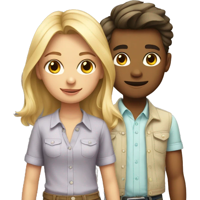 a boy and a girl in stylish shirts emoji