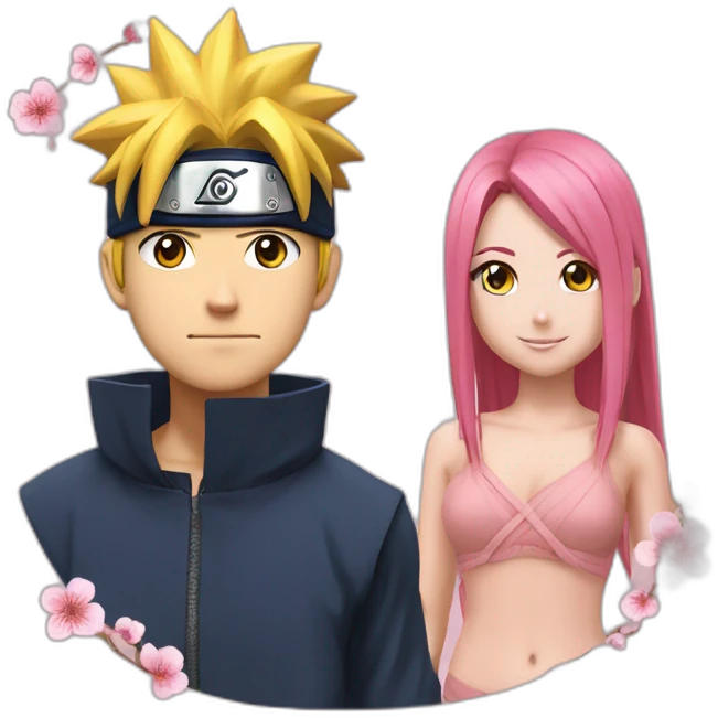 Naruto qui fait un câlin a sakura emoji