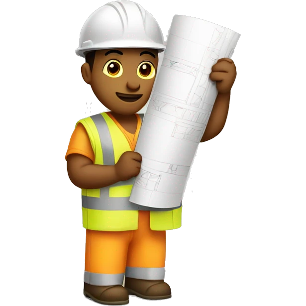construction worker holding rolled up plans emoji