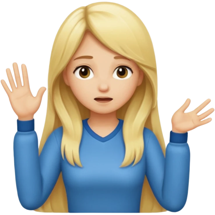 blonde cartoon girl long hair making time out gesture emoji