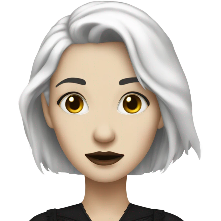 White skin, white hair, gothic clothes woman  emoji