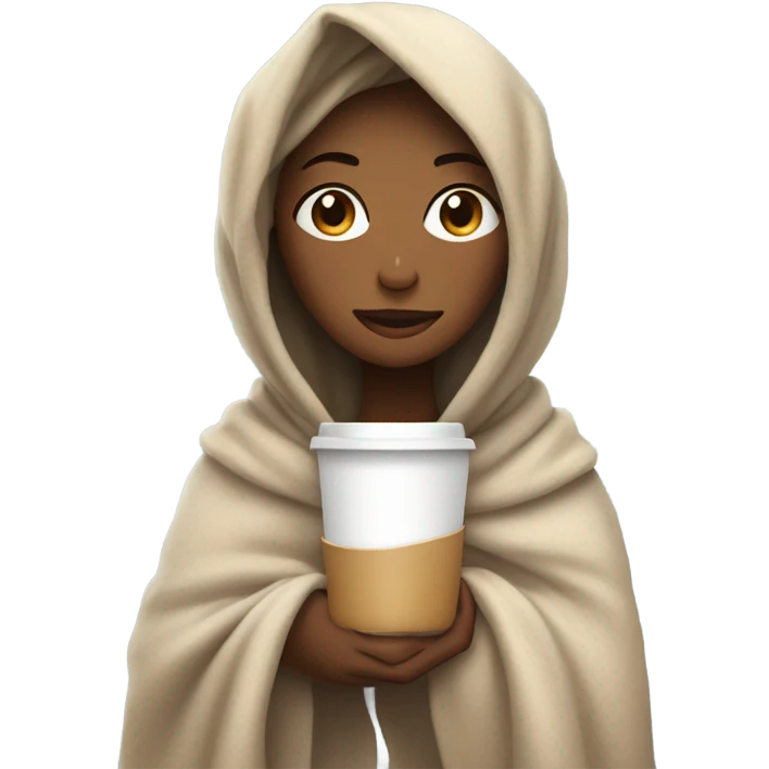 girl inside a blanket sipping coffee eyes closed emoji