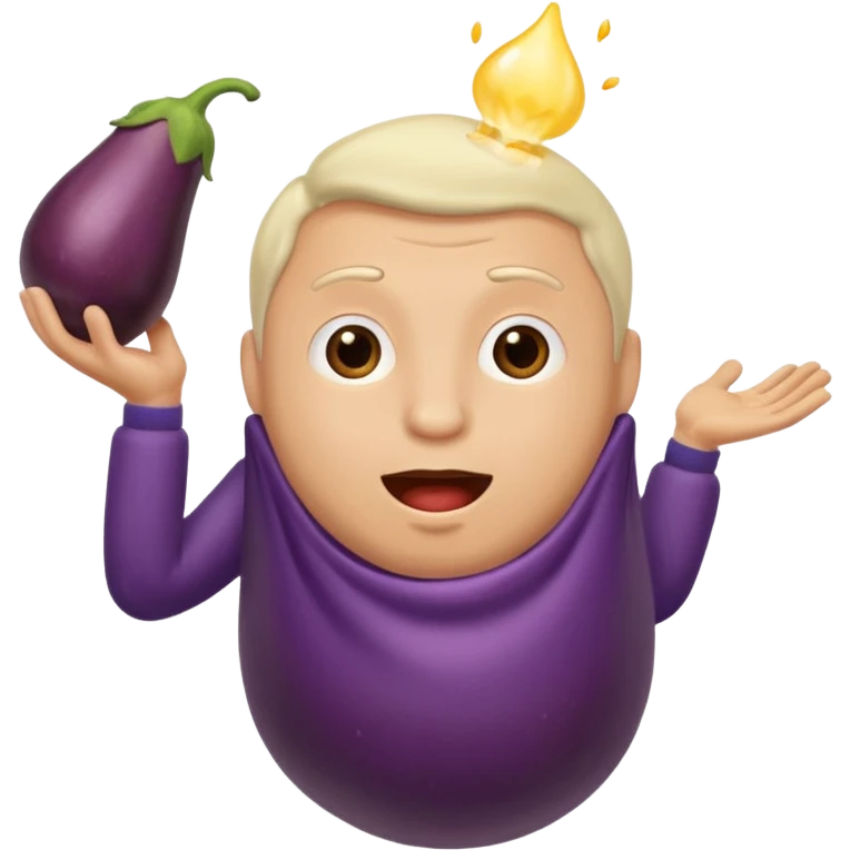 An eggplant squirting onto a man  emoji