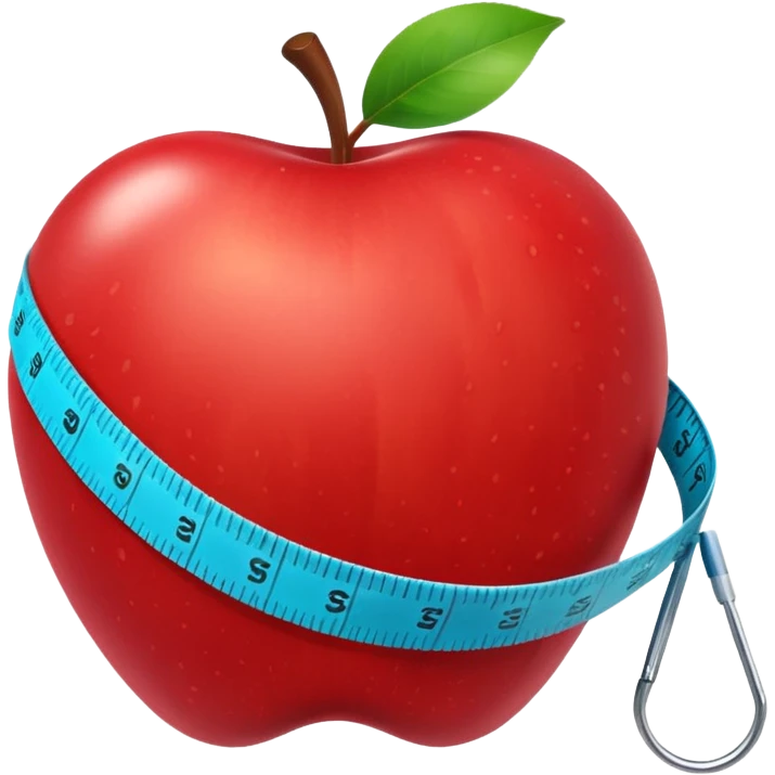apple with a measuring tape emoji