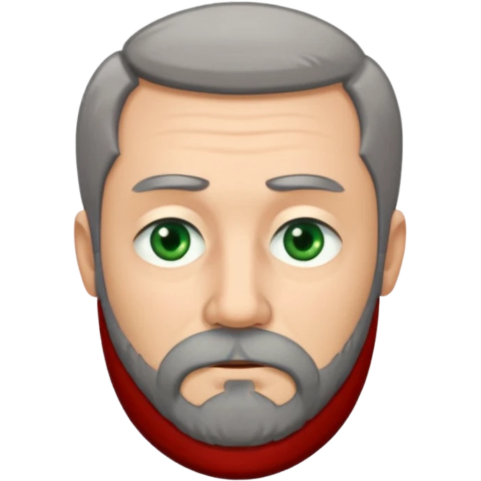 Greenish grey eyed adult man with sad eyes, poor short dark grey hair and a very long beard hanging. Pale skin. He's serious and looks tired. Make sure his hair and beard are both dark grey. emoji
