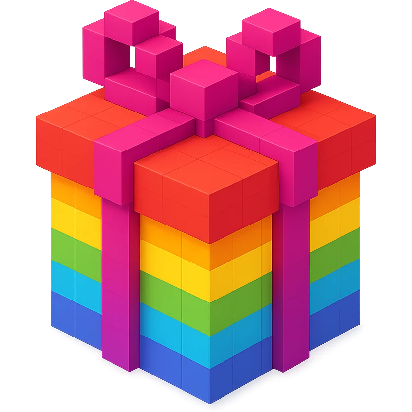 Rainbow gift emoji