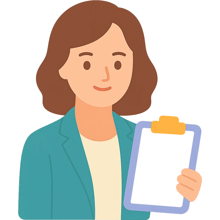 a stylish and elegant woman project manager with a relaxed demeanor, holding a clipboard emoji