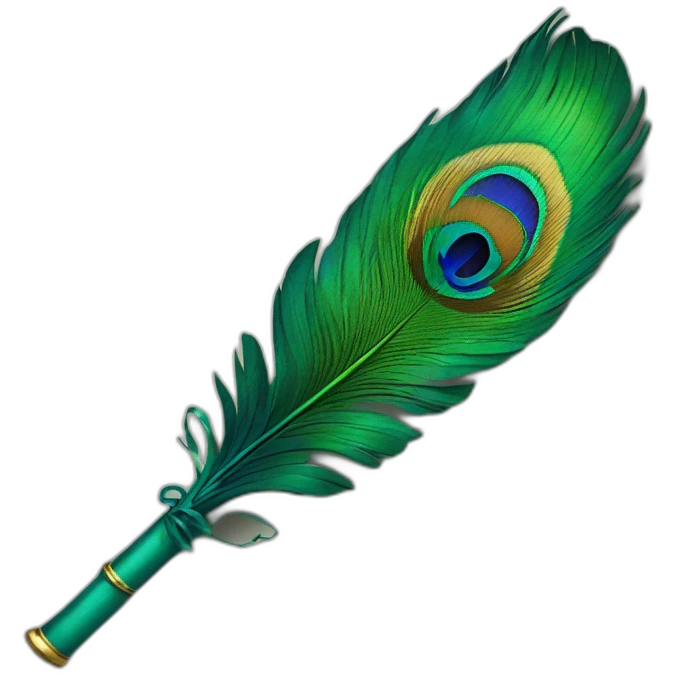 Peacock feather attached to flute emoji