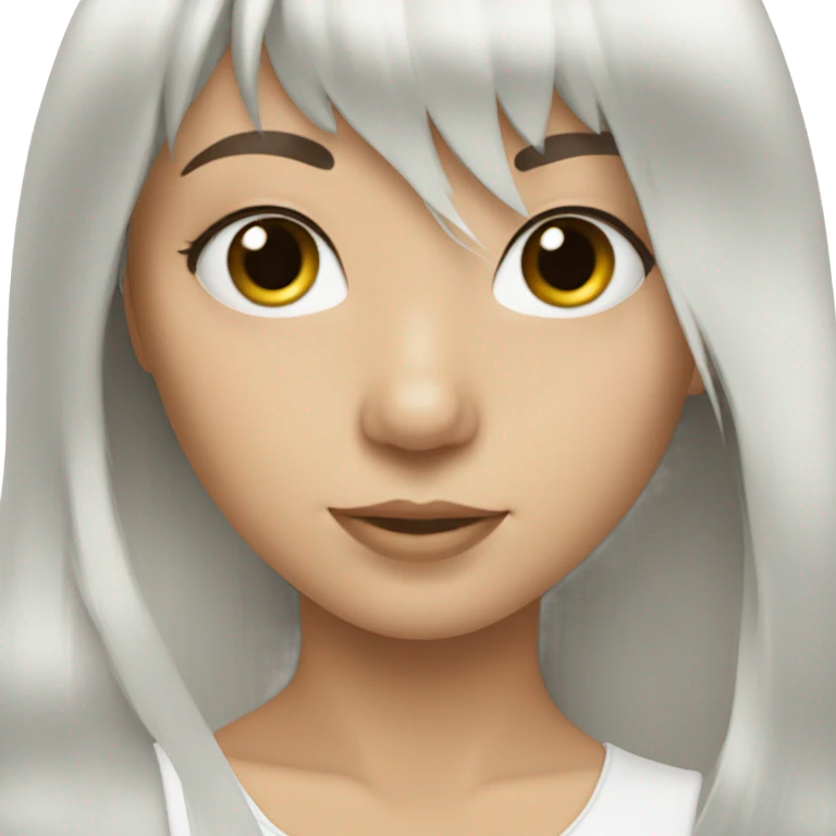Selfie girl with a platinum hair and long bangs  emoji