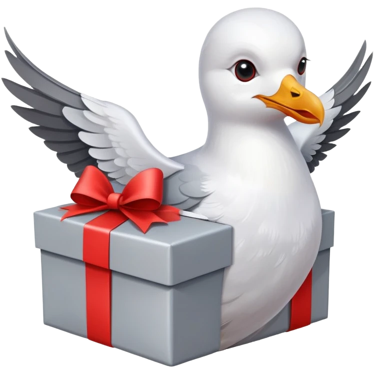 Seagull holds gift box emoji