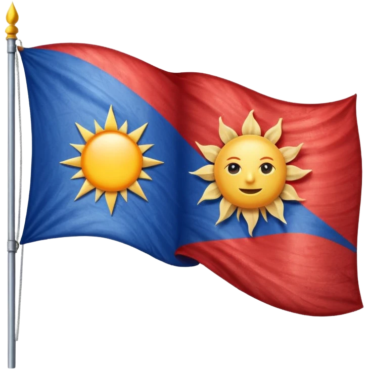 A blue , white and red flag With a sun on it and a ⚖️ emoji