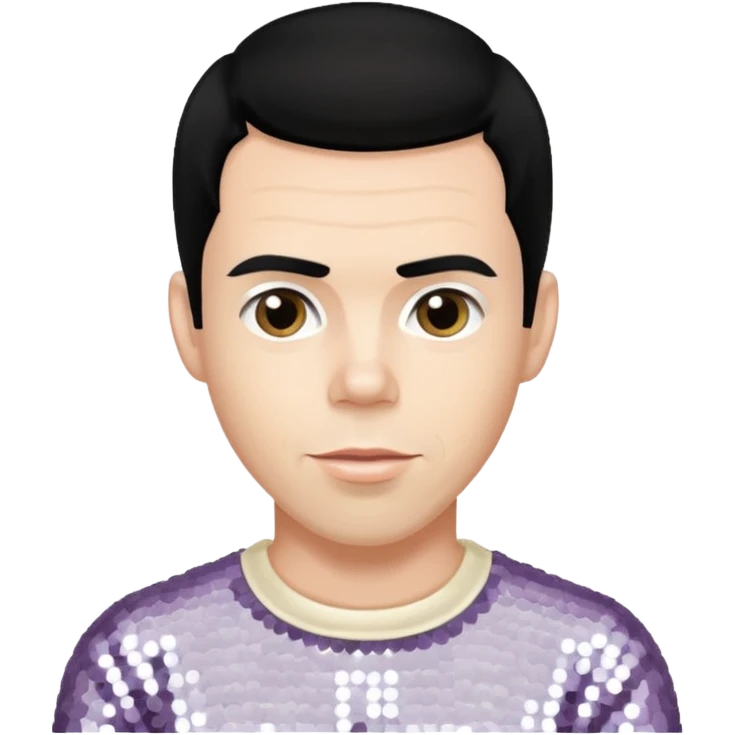 Steve O from Jackass with black hair, cream sequin outfit emoji