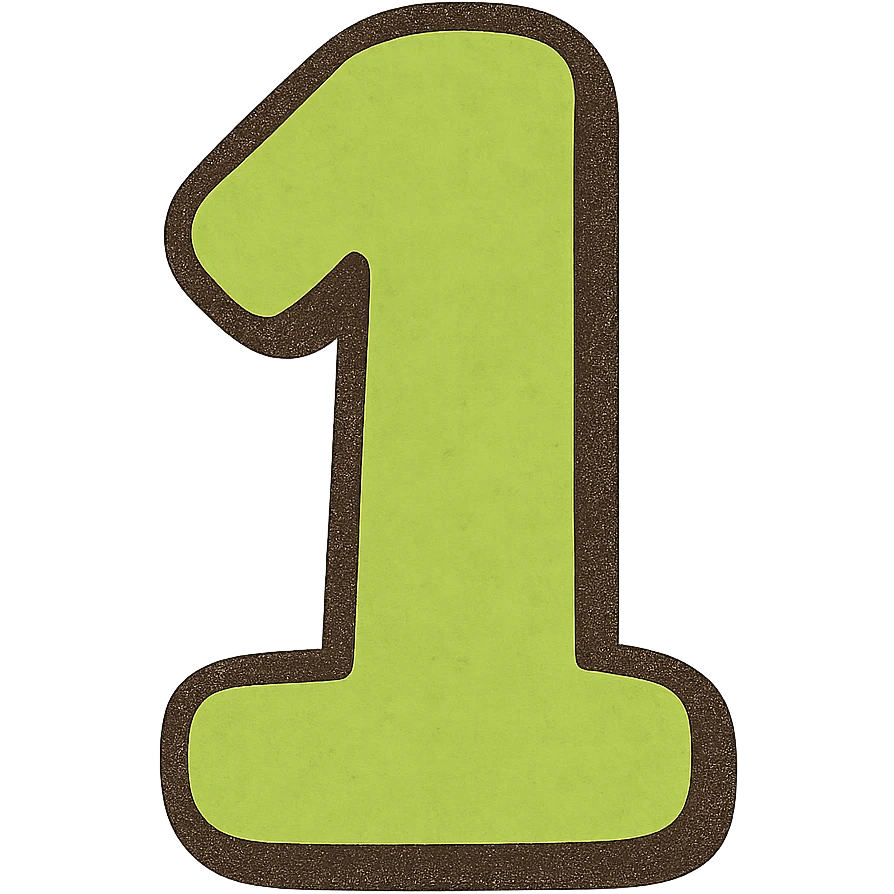 bold and legible number in bright fluorescent green color, modern style, transparent background emoji