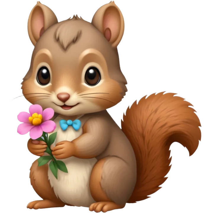 baby squirrel hold a flower emoji