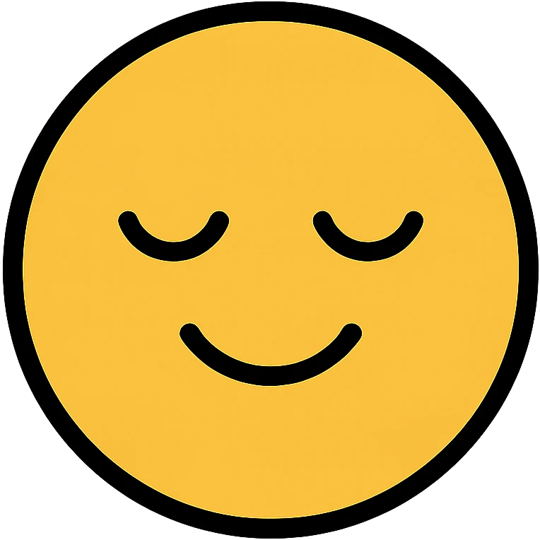 smiling face with closed eyes, simple and friendly, color icon style emoji