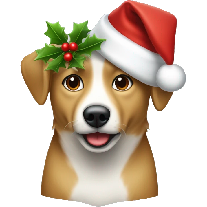 Hund in weihnachtlichem Mantel und Weihnachtsmütze  emoji