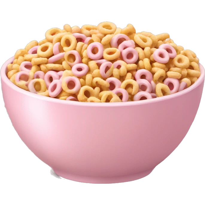light pink bowl filled with pastel cheerios (cereal) emoji