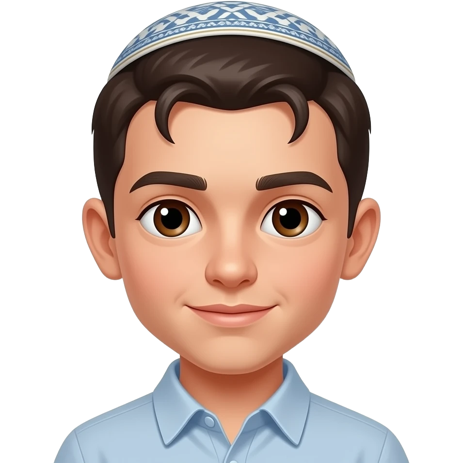 Payot style hair Jewish boy with yamaka brown eyes emoji