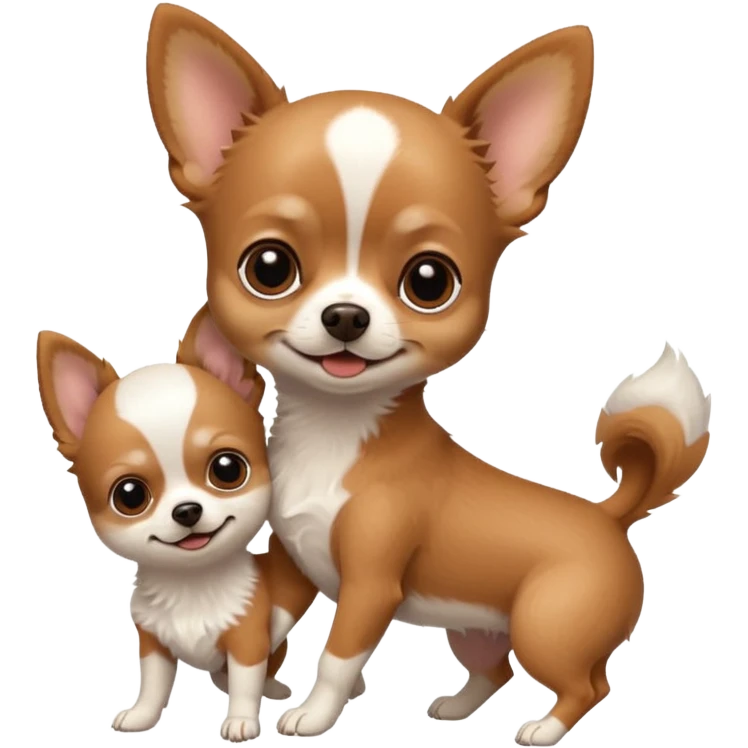 A brown chihuahua kling a white dog emoji