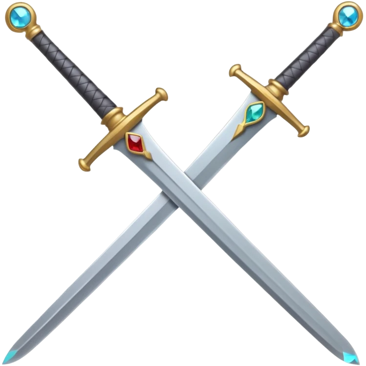 emoji style sword with plain dull blade and basic hilt, gemstone in hilt is the only color, rest is gray emoji