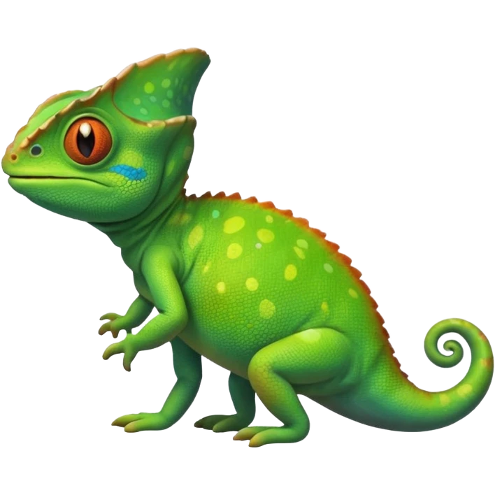please create an animated color changing emoji that can be used as favicon . the default colour must be green and then its colour must change. the chemeleon should look to the left side. The chemeleon should look happy emoji