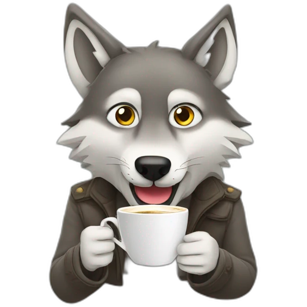 wolf drinking coffe emoji