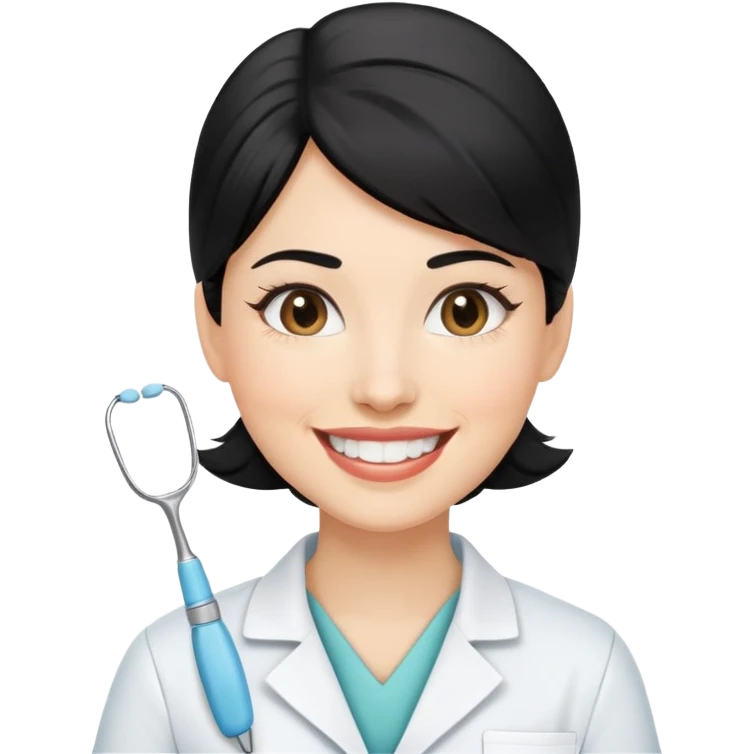 Chica Odontólogo de cabello negro sonriente  emoji