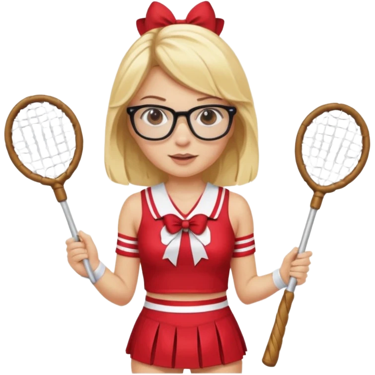  Sexy Dominatrix blonde hair and glasses full body with whip in a cheerleaders outfit  emoji