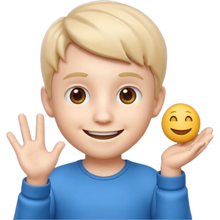 3D imoji of  The little boy who is a magic designer, he is a graphic designer, he should not be holding anything emoji
