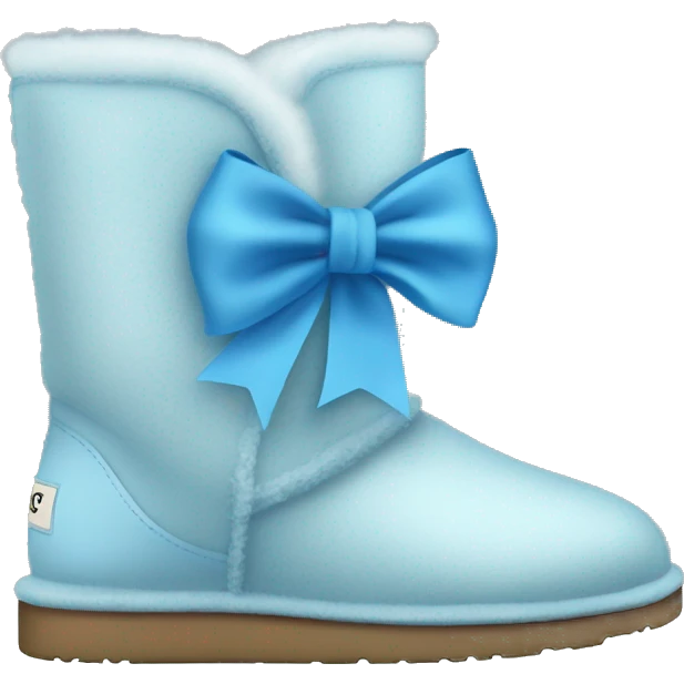 Light blue ugg boots with blue silk ribbon bow  emoji