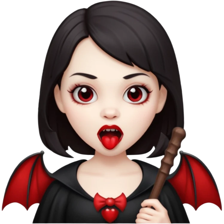 vampire child with toy bat open mouth emoji