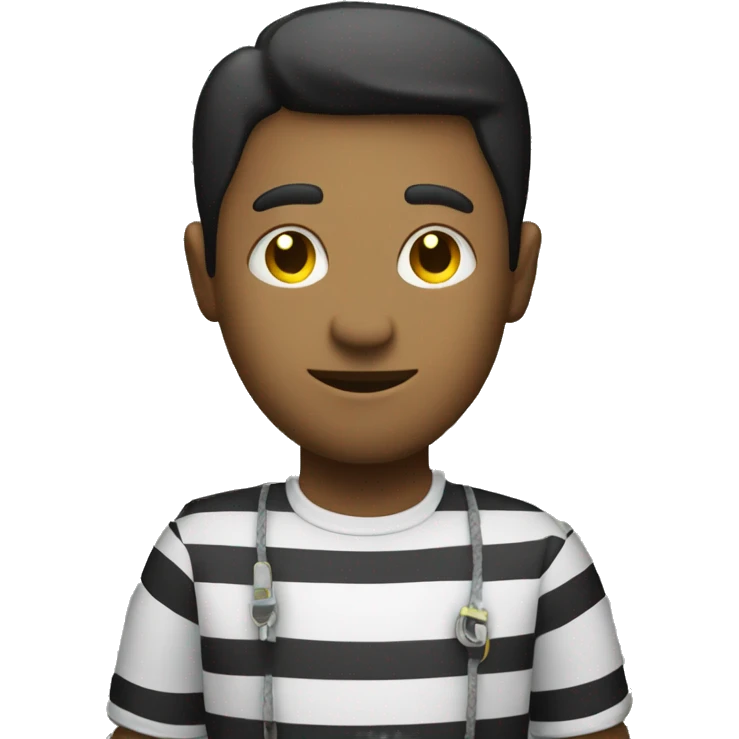 Dude wearing a white and black stiped shirt holding in his back a bag of money  emoji