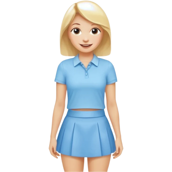 cheerful blonde woman with a baby blue mini skirt and shirt emoji