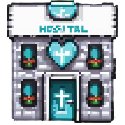 tiny simple hospital building icon with medical cross, modern colors, minimal details, small size emoji