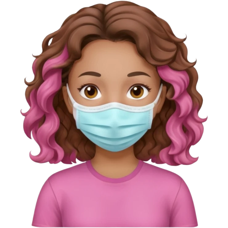 lightskin girl having a spa day with mask and pink shirt and brown wavy hair  emoji