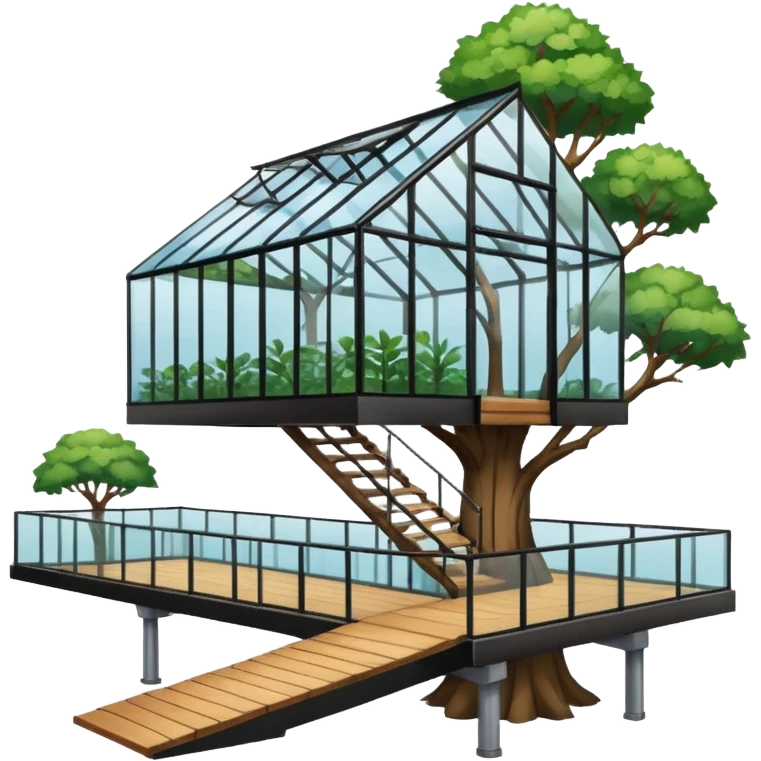 a big glasshouse and a treetop walkway. emoji