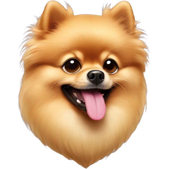 Pomeranian with tongue hanging out the side emoji