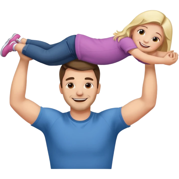 a dad lifting his daughter   emoji